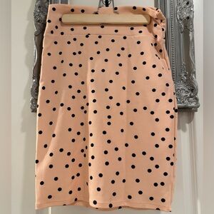 LuLaRoe Cassie Small Peachy Pink Polka Dot Pencil Skirt